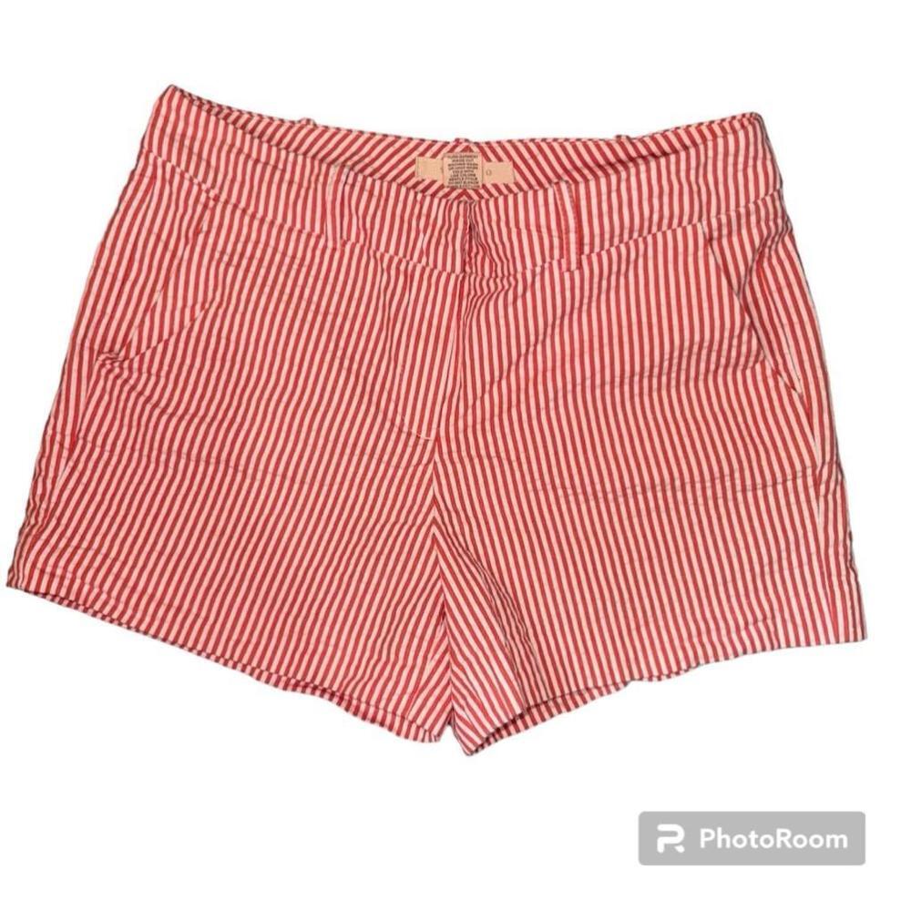 Women's Sandro Seersucker Shorts Size 10 Striped Orange White